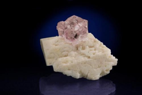 Miniature of Rose Quartz on albite, Pittorra Mine, Minas Gerais, Brazil. 5.2 cm x 3.5 cm. (Author: Jim)