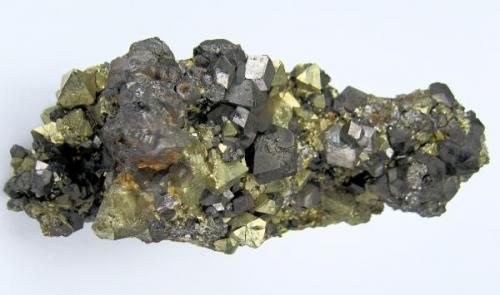 Magnetite, pyrite
Brosso Mine, Cálea, Léssolo, Canavese District, Torino Province, Piedmont, Italy
120 mm x 97 mm x 45 mm. Main magnetite crystal: 13 mm wide. Main pyrite crystal: 10 mm on edge (Author: Carles Millan)