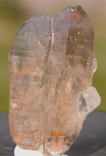 Quartz Smoky, Schorl needle inclusions & attached Topaz
Klein Spitzkoppe, Namibia.
4.2cm x 2.3cm (Author: Debbie Woolf)