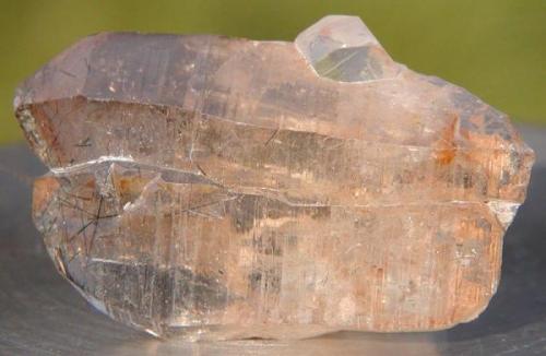 Quartz Smoky, Schorl needle inclusions & attached Topaz
Klein Spitzkoppe, Namibia.
4.2cm x 2.3cm (Author: Debbie Woolf)