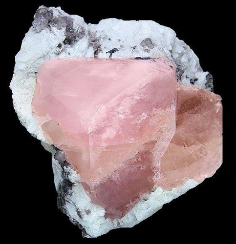 Beryl ( var. Morganite ) on Albite with Lepidolite

Blue Lady Mine
Warner Springs District
Chihuahua Valley
San Diego County, California
United States of America

8.7 x 8.0 cm overall
5.7 cm crystal (Author: GneissWare)
