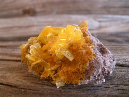 Wulfenite and Mimetite, San Francisco Mine, Sonora, Mexico, 3 cm. (Author: Darren)