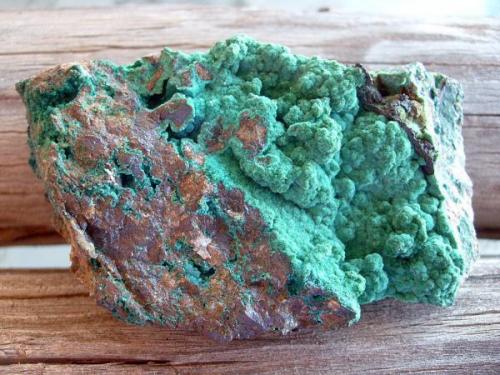 Libethenite on Chrysocolla ps. Libethinite, South Rime Pit, Tyrone Mine, Grant County, New Mexico (Author: Darren)