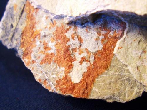 This bronze flaky Coalingite, from the type locality in Fresno Co., California, is like most of my type locality speimens, not especially pretty, but like the orange Calite it has a good color. The flakes are very tiny and the field of veiw in the photo is 1" (2.5cm) (Author: Jim Prentiss)