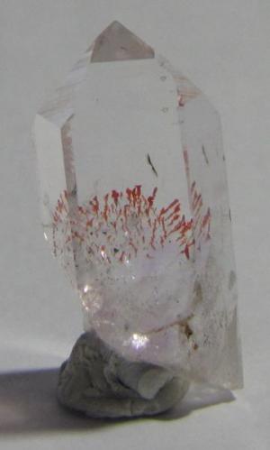 Quartz with red hematite inclusions, Goboboseb, Namibia.  2.5 x 1.3 x 1.0 cm. Ex. C. Key Collection. (Author: Tracy)