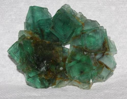 A color-zoned fluorite from Okorusu, Namibia. 8.5x6x2 cm (Author: Jessica Simonoff)