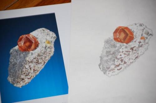 Grossular photo and painting. (Author: Gail)