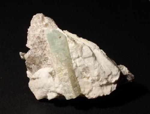 Aquamarine from Tripp Mine, Alstead, New Hampshire. Crystal is 4 cm long. (Author: Jessica Simonoff)