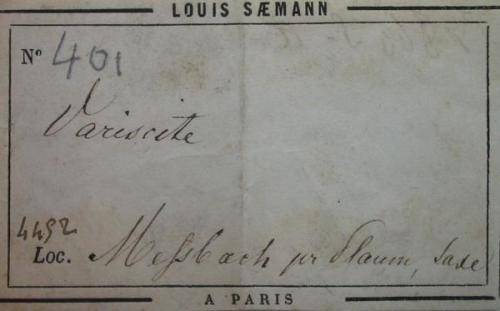 Original Louis Saemann label (1864). (Author: Andreas Gerstenberg)