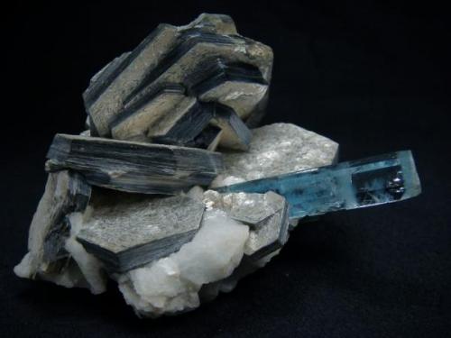 Aquamarine crystal on mica ,  Tablejung, East Nepal

Size 80  x 72  x 57 mm (Author: olelukoe)