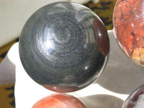 Handmade  sphere, 85mm
Hematite with effect of Aventurin (Specularite) (Author: farmukanx)