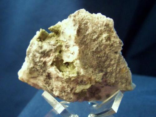 This specimen is Forsterite, tiny pale green druzy crystals lining small vugs in matrix. I picked it up in 1995 near New Chenega Village, Evans Island, Prince William Sound, Alaska. the piece is 1 3/8" x 1 3/8" (3.49cm x 3.49cm) (Author: Jim Prentiss)