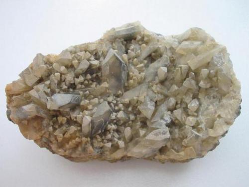 Bluish grey baryte crystals from the Lanwehr quarry, Müschede, Sauerland, Westphalia. Müschede is a known German locality for barytes, samples up to 20 x 20 cm and more, over and over covered with light grey "Meißelspat" crystals have been found here. (Author: Andreas Gerstenberg)