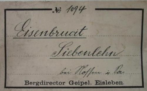 Label of Bergdirector Max Geipel collection. (Author: Andreas Gerstenberg)