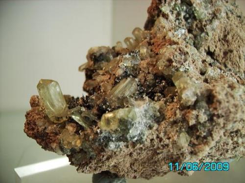 Apatito var.Esparraguina
Minas de La Celia
Jumilla    Murcia
año1994
cristal más grande 1,4cms. (Autor: Gelo)