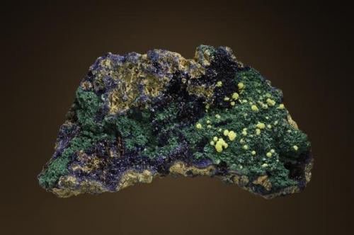 Yellow Mimetite on Azurite and Malachite. (Author: Gail)