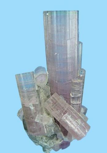Elbaite, quartz.
Paprok, Kunar Valley, Nuristan Province, Afghanistan
82 mm x 44 mm x 35 mm. Main tourmaline crystal: 59 mm tall, 14 mm wide

Back view (Author: Carles Millan)