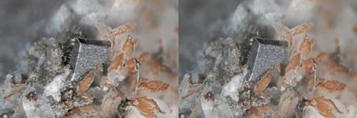 Anatase from Poudrette quarry (Demix quarry; Uni-Mix quarry; Desourdy quarry), Mont Saint-Hilaire, Rouville RCM, Montérégie, Québec, Canada
FOV=3mm (Author: Doug)