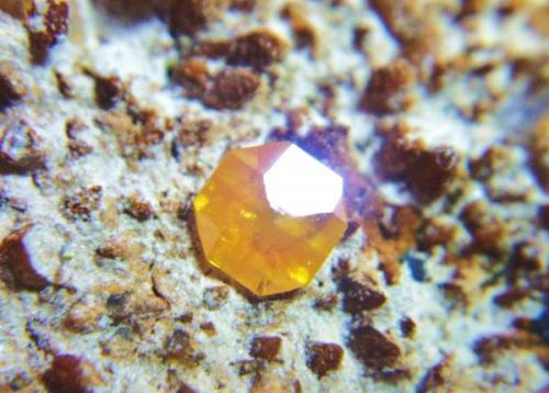 Wulfenita<br />Los Lastonares Mines, Albuñuelas, Comarca Valle de Lecrín, Granada, Andalusia, Spain<br />Cristal 5mm.<br /> (Autor: Nieves)