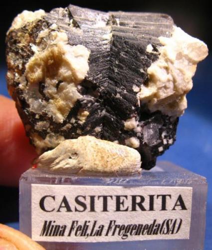 Casiterita<br />Depósito de estaño de Feli, La Fregeneda, Comarca El Abandego, Salamanca, Castilla y León, España<br />Cristal de 3 x 3 cm. aproximadamente<br /> (Autor: Calita)