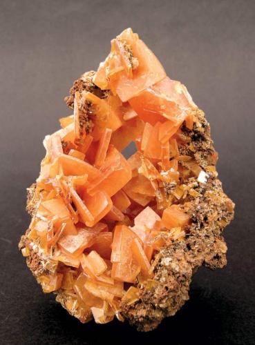 Wulfenite
Stevenson-Bennett Mine, Organ Mountains, Organ district, New Mexico, USA
Specimen size: 6 × 4.5 × 3 cm.
Main crystal size: 1 × 1 cm.
Former Folch collection
Photo: "Reference Specimens" (Author: Jordi Fabre)