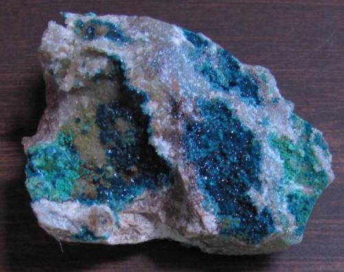 Spangolite Mex-Tex Mine. Bingham New Mexico 4 cm across (Author: Peter Megaw)