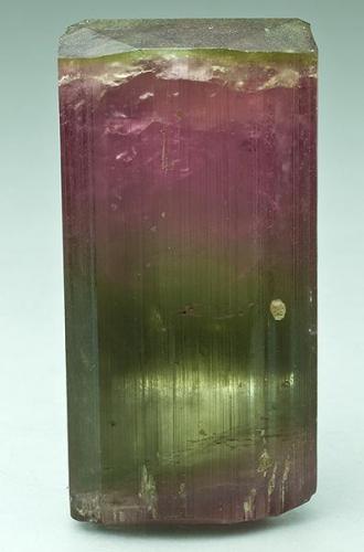 Double terminated tourmaline crystal
Himalaya Mine, Mesa Grande District,
San Diego Co., California
Specimen size 5.5 x 2.9 cm. (Author: am mizunaka)