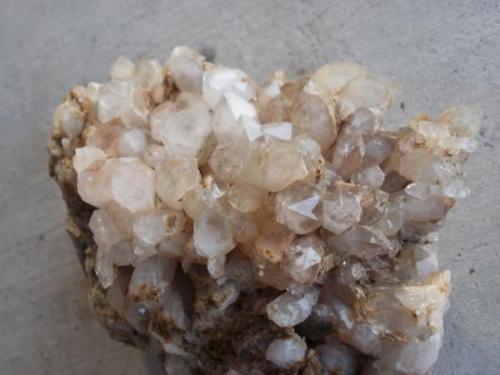 Quartz, San Andres Peak (near the Ben Nevis Mine), Dona Ana County, NM. There is a nice vein of this exposed at the location. The photo fails to capture just how nice these are! About 8 cm across. (Author: Darren)