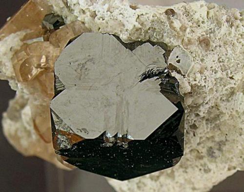 Bixbyite with Topaz
Thomas Range, Juab County, Utah, USA
Crystal size: 1.2 × 1.1 cm.
Photo: Reference Specimens
Detail (Author: Jordi Fabre)