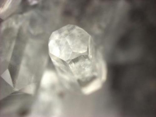 Calcite, Blacksburg, Virginia.  Crystal 1 mm across the top.  RPR #4656. (Author: Pete Richards)