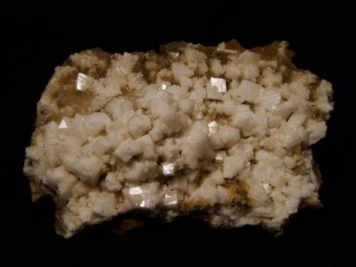 Chabazite + ’mesolite’
Talisker Bay, Isle of Skye, Scotland, UK
Large plate 12 cm x 8 cm
Chabazite crystals to 8 mm

Large plate 12cm x 8cm covered with simple white chabazite crystals to 8mm, associated with ’mesolite’ needles. The specimen looks a bit dirty - I just gave it a quick rinse under the tap so’s not to wash away all the ’mesolite’. Self-collected 2002 from Talisker Bay, Isle of Skye. (Author: Mike Wood)