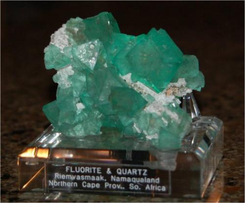 Fluorite on Quartz. From Riemvasmaak, S. Africa. Measures 9 x 6 x 4 cm and weighs 150 grams (Author: VRigatti)