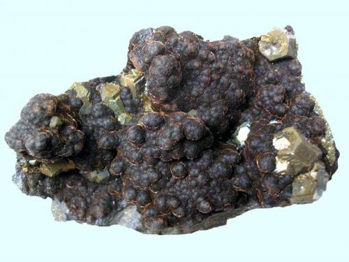 Goethite on Pyrite, Fengjiashan Mine, Edong Mining District, Daye County, Huangshi Prefecture, Hubei Province, China. 7.5 x 3 x cm (Author: Samuel)