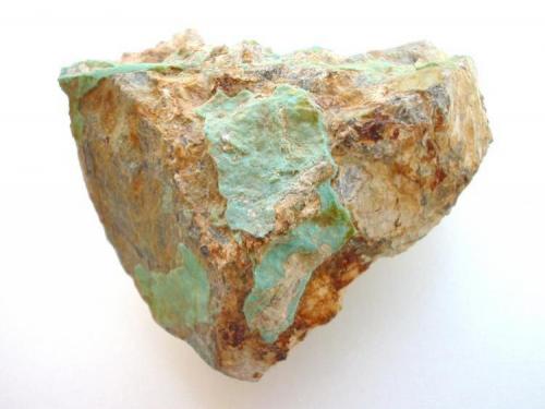 Turquoise from Chrieschwitz, Plauen, Voigtland, Saxony. 8 cm sample having been found during construction works in 1977. (Author: Andreas Gerstenberg)