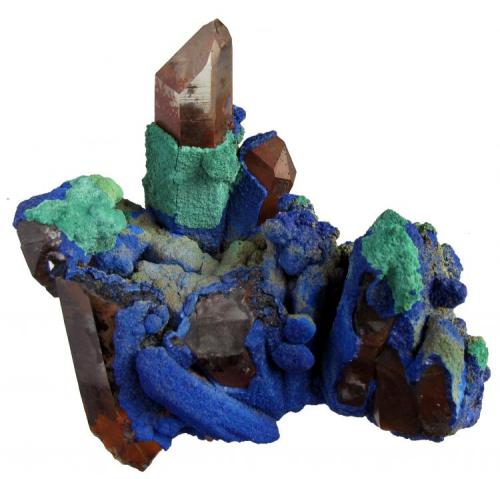 Quartz, Malachite, Azurite. 9.0 x 6.3 x 6.0 cm (Author: José Miguel)