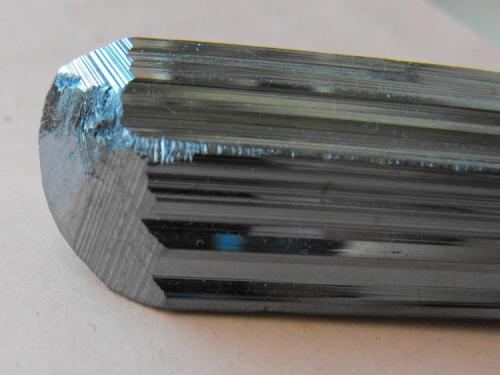 Stibnite. Wuning mine, near Qingjian village, Mt. Tuobei,  Wuning County, Jiangxi, China.  14.5 X 3.5 X 3.0 (Author: Lumaes)