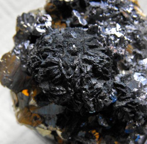 Wurtzite with Galena on Pyrite. Huanzala Mine, Huallanca District, Dos de Mayo Province, Huánuco Department, Peru. 9 x 7 x 6 cm. (Author: Lumaes)