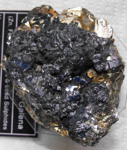 Wurtzite with Galena on Pyrite. Huanzala Mine, Huallanca District, Dos de Mayo Province, Huánuco Department, Peru. 9 x 7 x 6 cm. (Author: Lumaes)