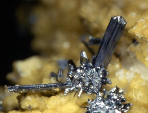Chalcocite on Ankerite
Flambeau Mine, 960 Level, Ladysmith, Rusk County, Wisconsin, USA
FOV 5 mm
Self-Collected 9-93
Photo Dan Behnke (Author: Jonesey)