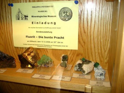 Some other fluorites (Cave-In-Rock, Riemvasmaak and several Namibian localities) plus an invitation to a fluorite special exhibition. (Author: Tobi)