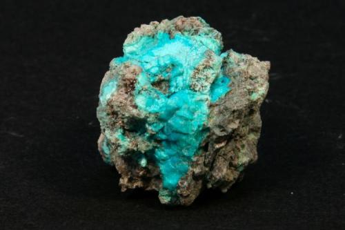 Chrysocolla, 
Lane Quarry, Westfield, Massachusetts, USA
3x2 cm.
From the lowest level of Lane Quarry, Westfield, MA., at the contact of basalt and siltstone layers. (Author: vic rzonca)