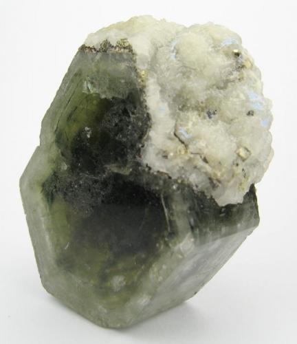 Apatite, calcite, pyrite, chalcopyrite
Panasqueira Mines, Panasqueira, Covilhã, Castelo Branco District, Portugal
54 mm x 34 mm. Crystal size: 45 mm wide, 18 mm thick, 29 mm on edge (Author: Carles Millan)