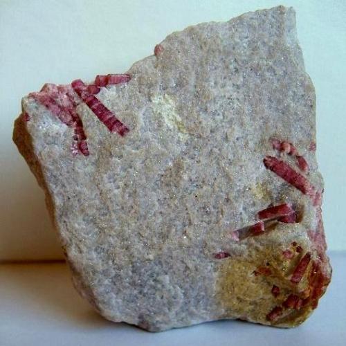 Elbaite var. rubellite, in lepidolite matrix. 
Stewart Mine, Pala District, San Diego Co., California, USA.
Specimen size 80 x 85 x 50 mm. (Author: Tobi)
