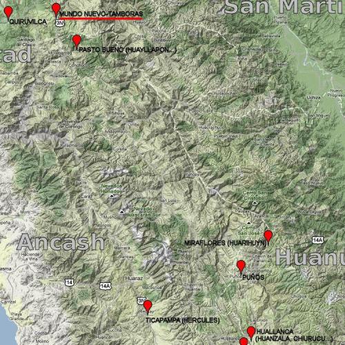 _Hübnerite, quartz

Where is Mundo Nuevo?
(the red marks point to well known mineral localities) (Author: Carles Millan)