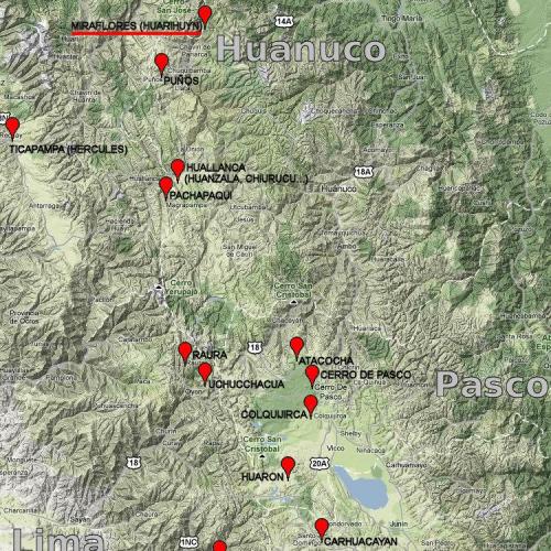 _Barita

¿Y dónde está el cerro de Huarihuyn?
(las marcas de color rojo señalan localidades con minerales interesantes) (Autor: Carles Millan)