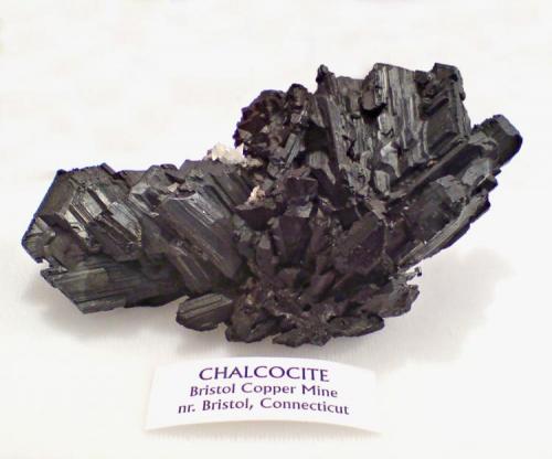 Chalcocite
Bristol Copper Mine, Bristol, Hartford County, Connecticut, USA
About 13 x 7 cm.

Photo: Jordi Deusedes (Author: Jordi Fabre)