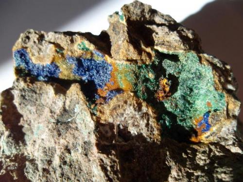 Azurita y Malaquita<br />La Estrella Mine, Pardos, Comarca Señorío de Molina-Alto Tajo, Guadalajara, Castilla-La Mancha, Spain<br />6 x 3 cm.<br /> (Autor: javier ruiz martin)