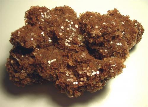 Aragonite (CaCO3)
"Atlas Mountains"
roughly 15.5x10x4.5cm
Deeper rust colored aragonite mass. Average diameter of crystal termination 1.5-2mm. (Author: Turbo)