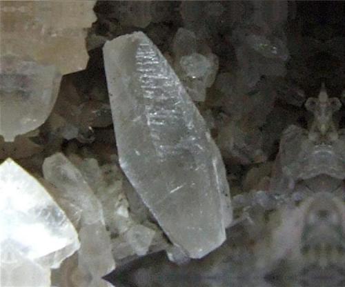 Calcite on Harmotome
Strontian Mine, Strontian, Argyll, Scotland.
Calcite measures 10 mm. (Author: nurbo)