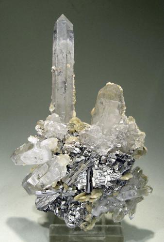 Arsenopirita con Cuarzo y Siderita
Minas da Panasqueira, Level 2, Beira Baixa  Portugal
Encontrada en 1995
Ex colección Silvane
Tamaño de la pieza: 11.5 × 7.9 × 5.7 cm.
El cristal de Arsenopirita más grande mide: 2.1 × 0.6 cm.
Foto: Minerales de Referencia (Autor: Jordi Fabre)